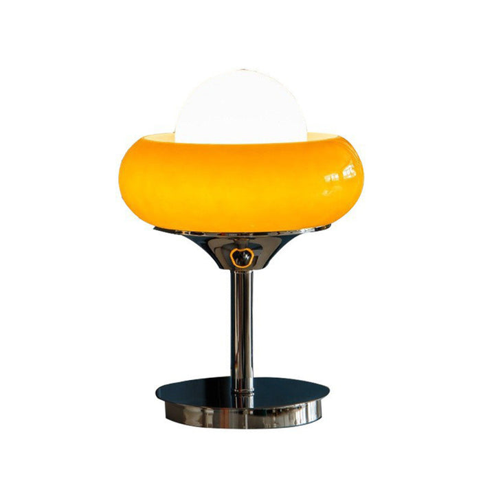 Vintage Bauhaus Gelbe Glas-Tischlampe-Leuchtezauber