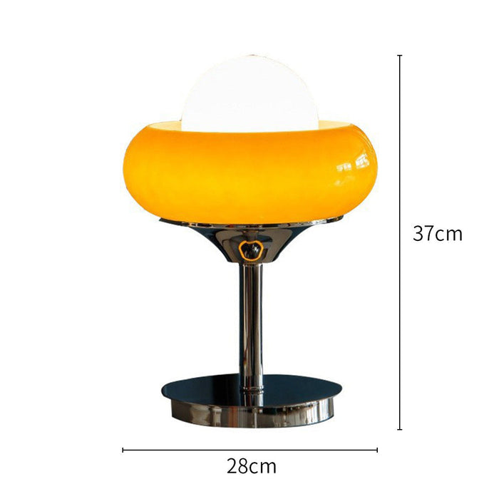 Vintage Bauhaus Gelbe Glas-Tischlampe-Leuchtezauber