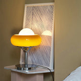 Vintage Bauhaus Gelbe Glas-Tischlampe-Leuchtezauber