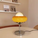 Vintage Bauhaus Gelbe Glas-Tischlampe-Leuchtezauber