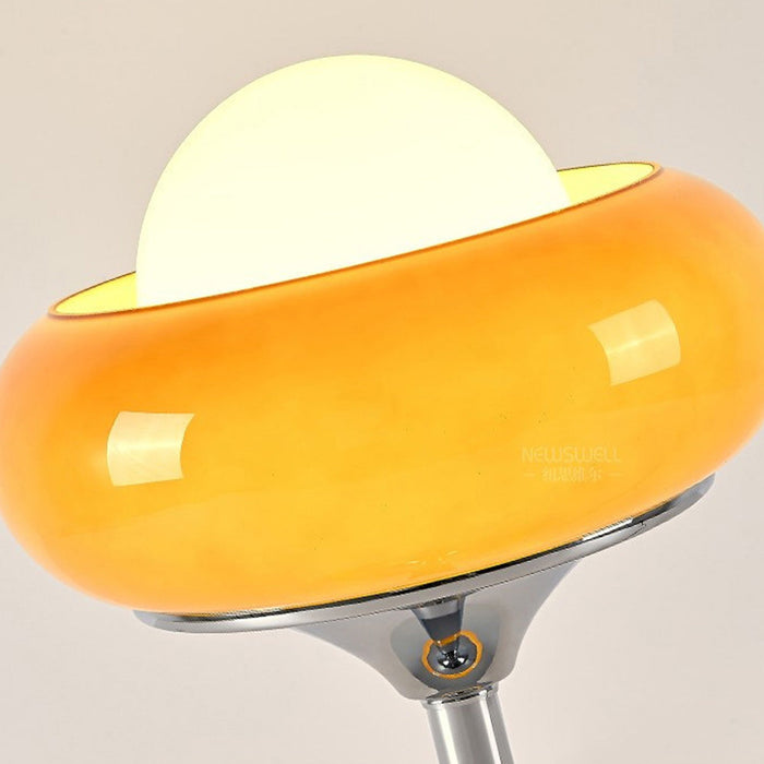 Vintage Bauhaus Gelbe Glas-Tischlampe-Leuchtezauber