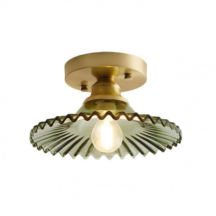 Gerippte Vintage-Deckenlampe aus klarem Glas-Leuchtezauber