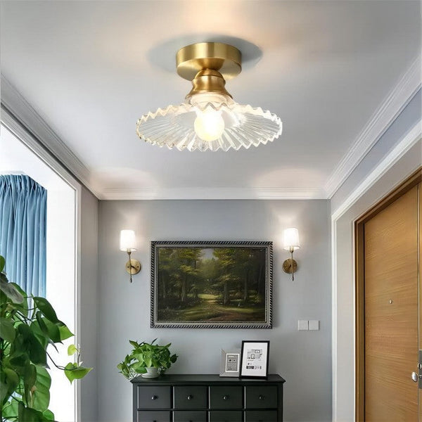 Gerippte Vintage-Deckenlampe aus klarem Glas-Leuchtezauber